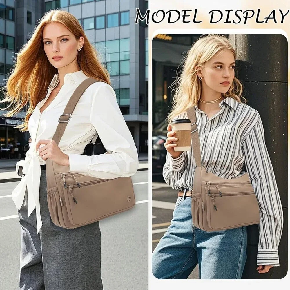Women Shoulder Handbag Nylon Crossbody Purse Zipper Travel Organizer